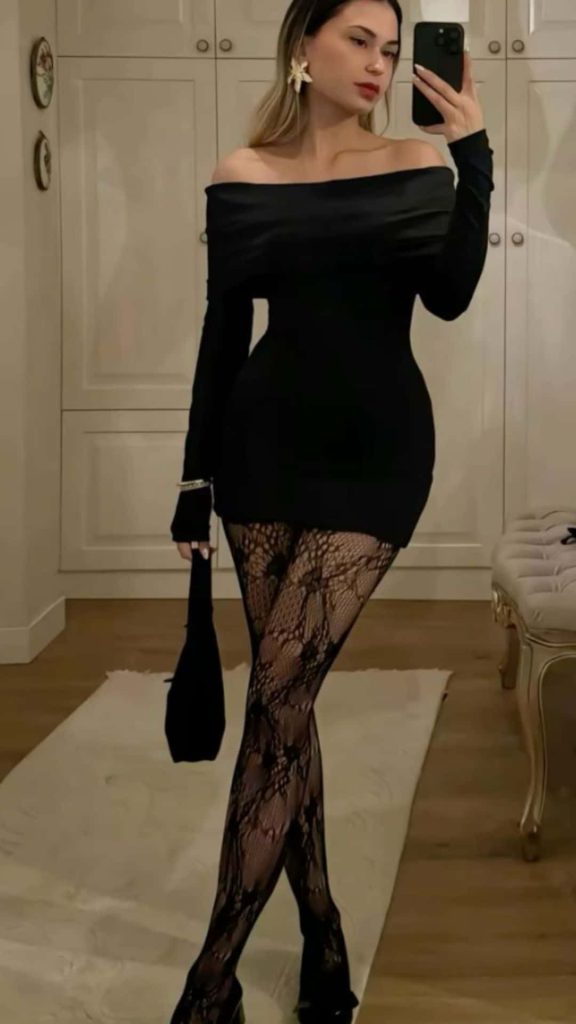 black lace winter outfits first date