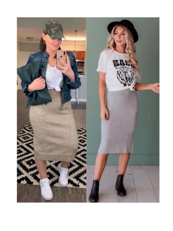 What shirt to wear with a long knitted skirt