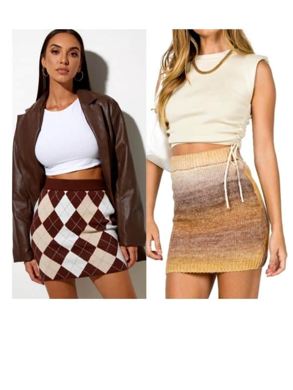 What to wear with knitted mini skirt