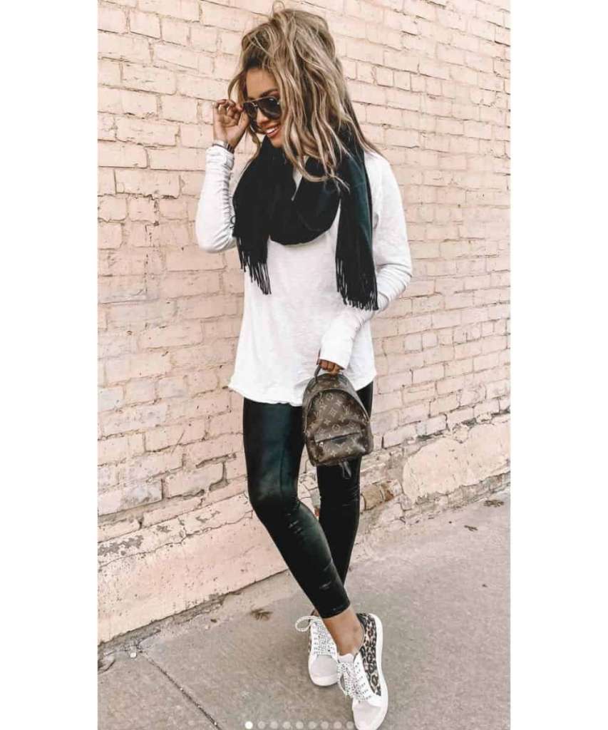 faux leather pants polished look