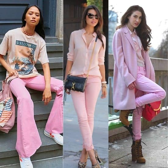 what to wear with pink jeans ladies, pink jeans outfit ideas