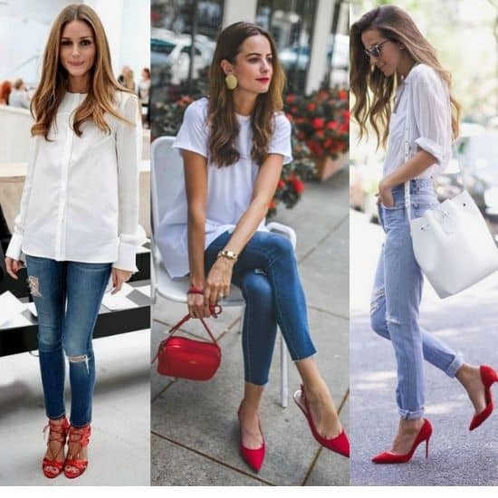 what to wear red shoes ladies, what to wear with red heels