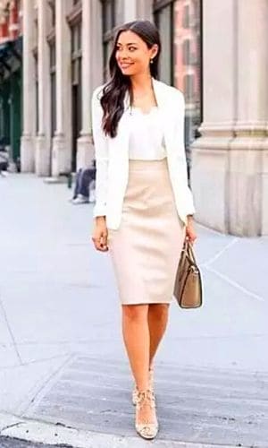 What to wear with the cream leather dress