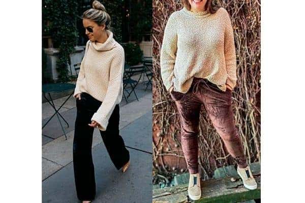 What to wear with velvet joggers / velvet pants?