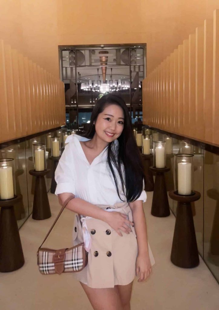 white shirt and beige skirt burberry