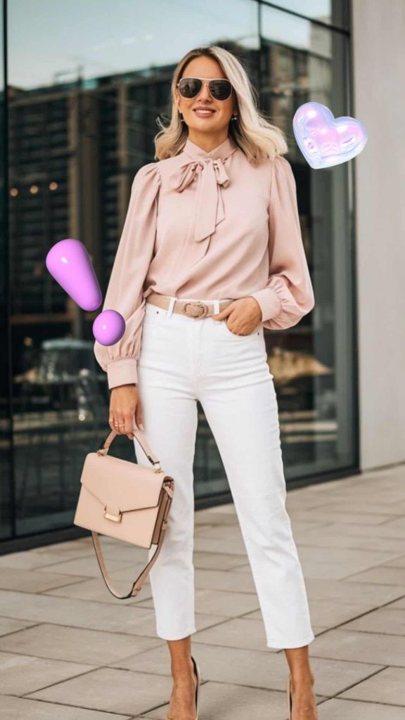 White jeans office outfit
