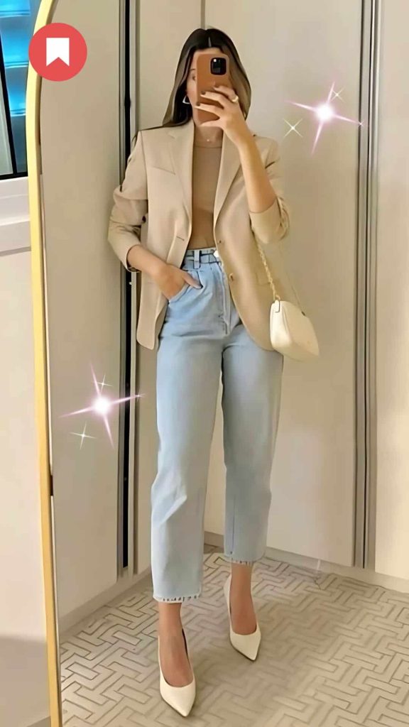 jeans outfit ideas and blazer