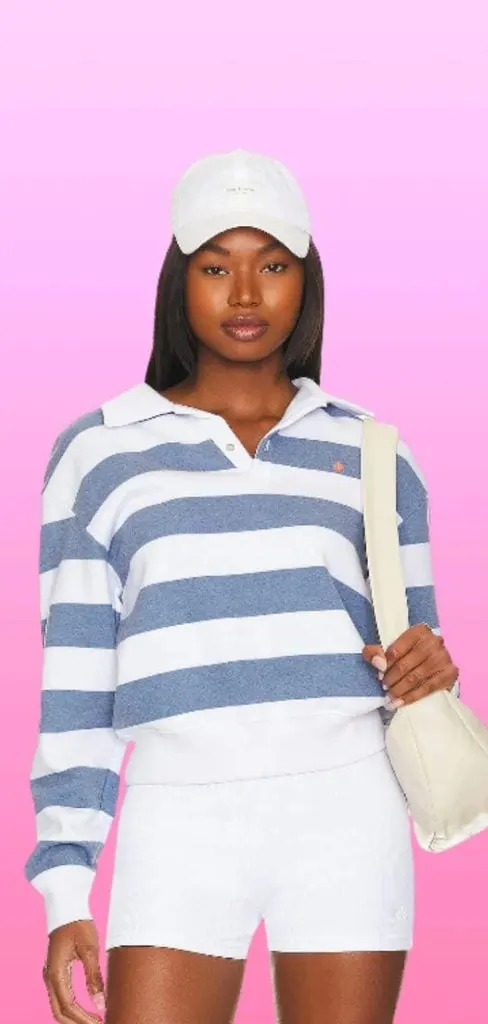 blue striped polo