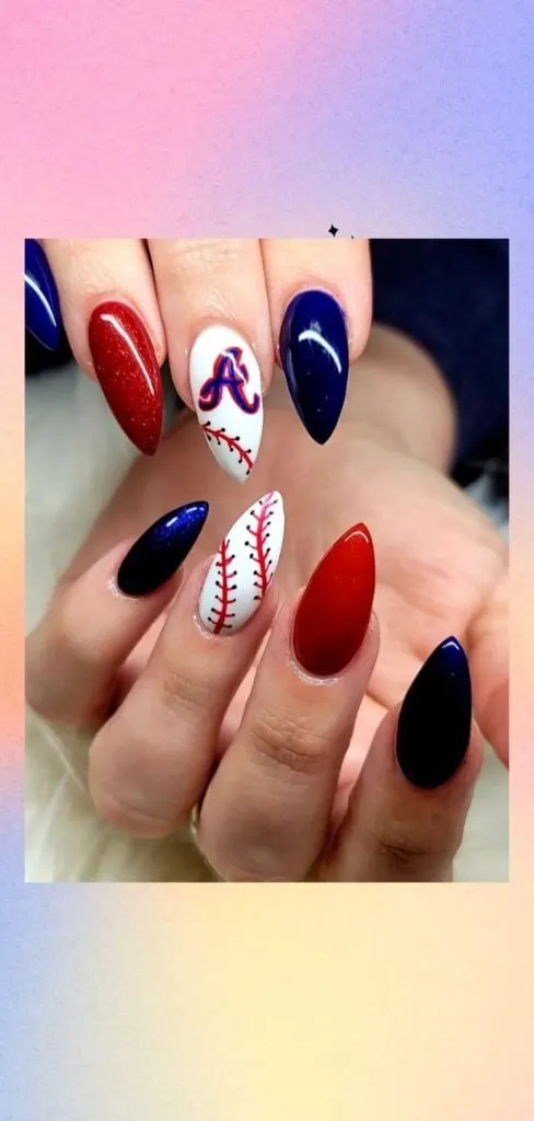 Mountain Peak baseball nail design