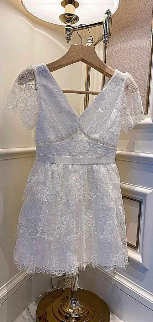 Self Portrait sequin lace mini tiered dress