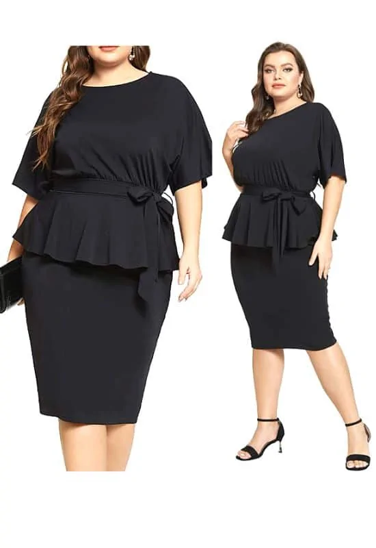 peplum black dress funeral 