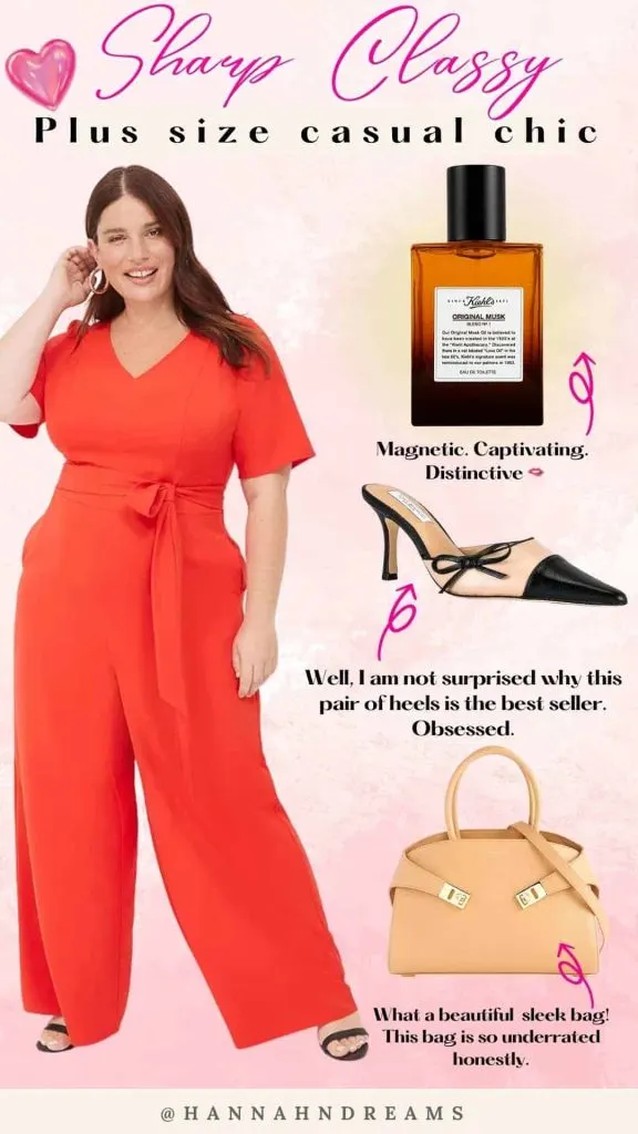 orange jumpsuit plus size outfit idea