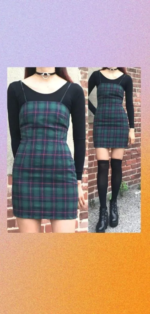 layer up 90s plaid dress