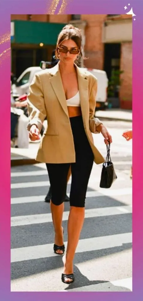 blazer and low neck top