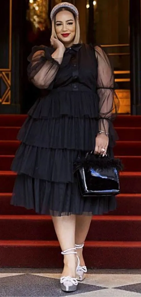 BLACK monochrome tulle skirt outfit