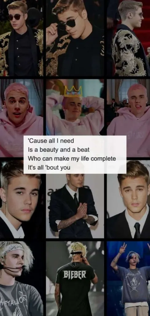 Justin Bieber wallpaper - black overlay