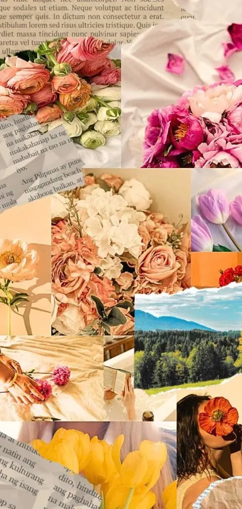 Vintage floral collages retro
