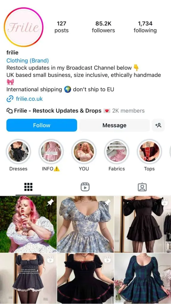 aesthetic Instagram clothing brand