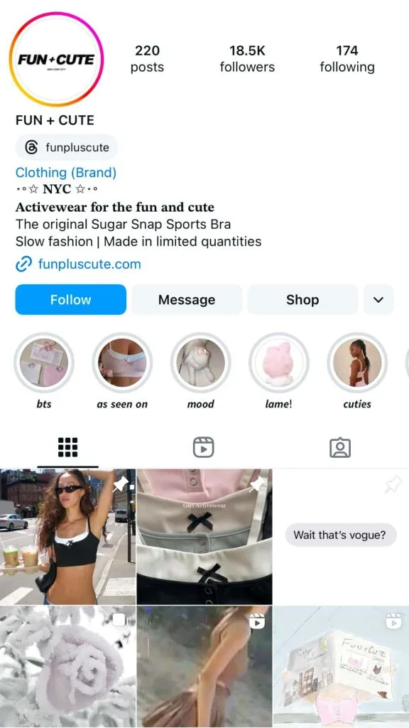 cute girly activewear brand clothing