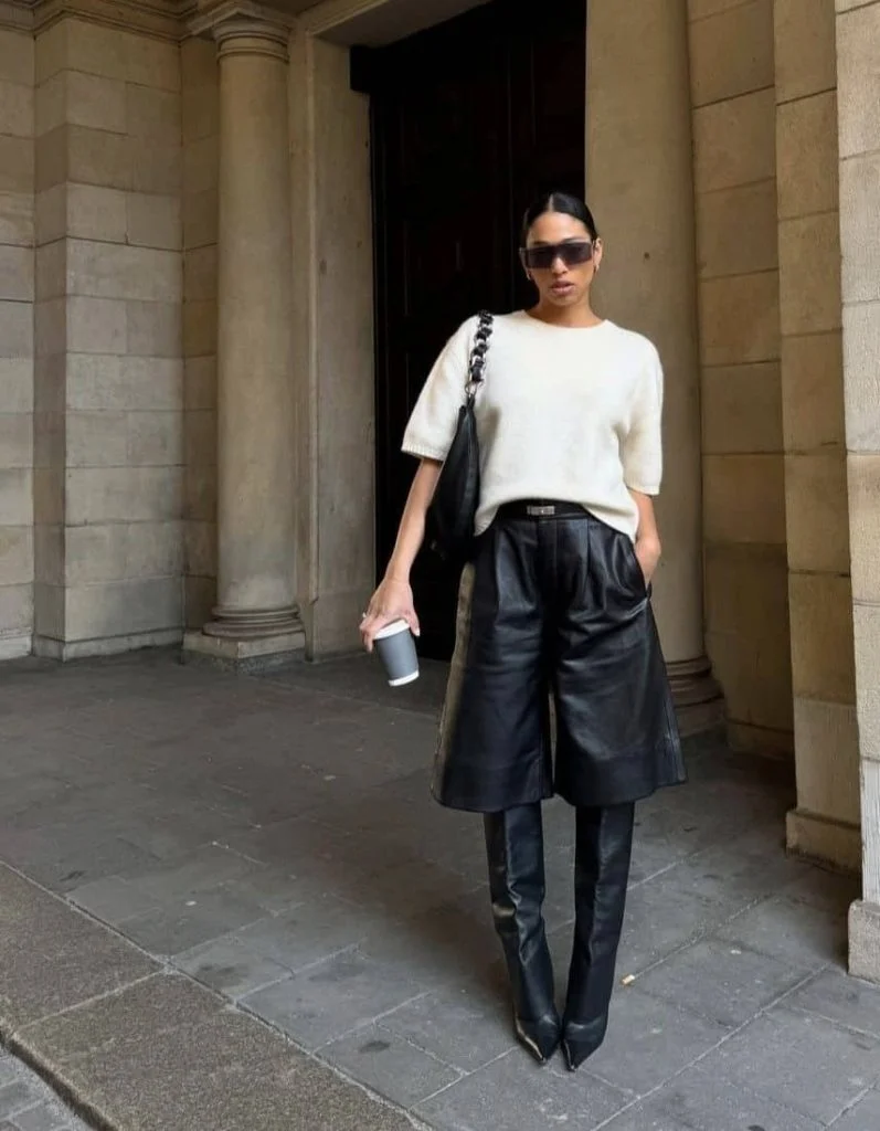 SWEATER and bermuda shorts