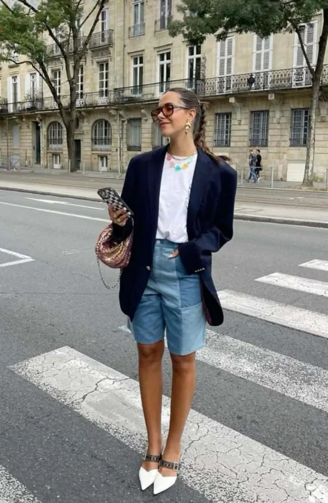 blazer and bermuda shorts