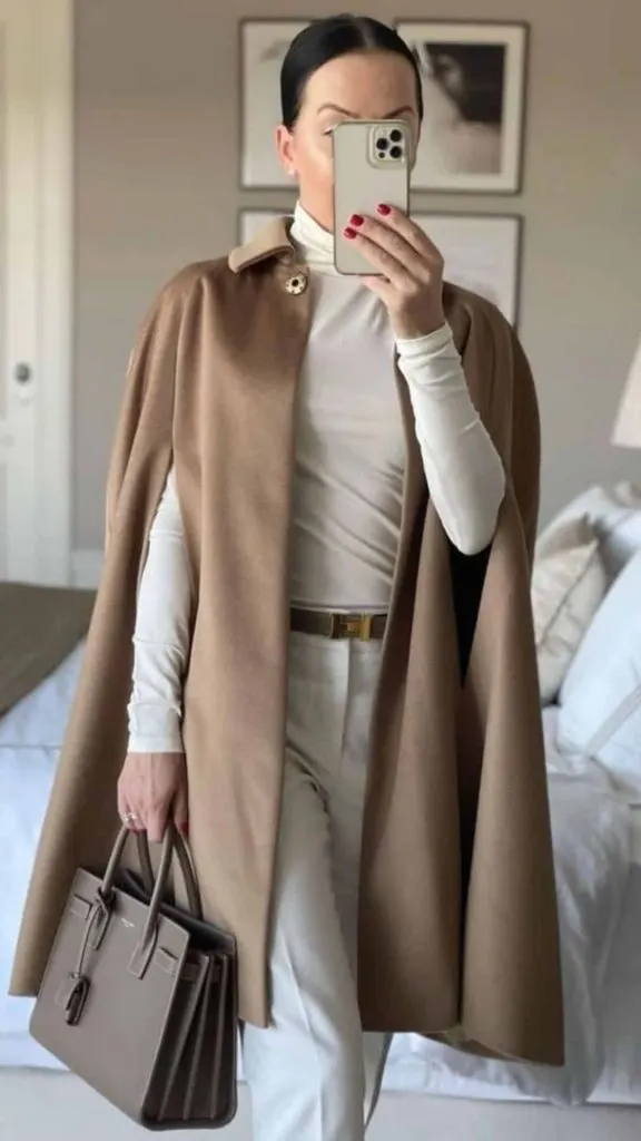 cape coat monochrome outfit fashion inspo