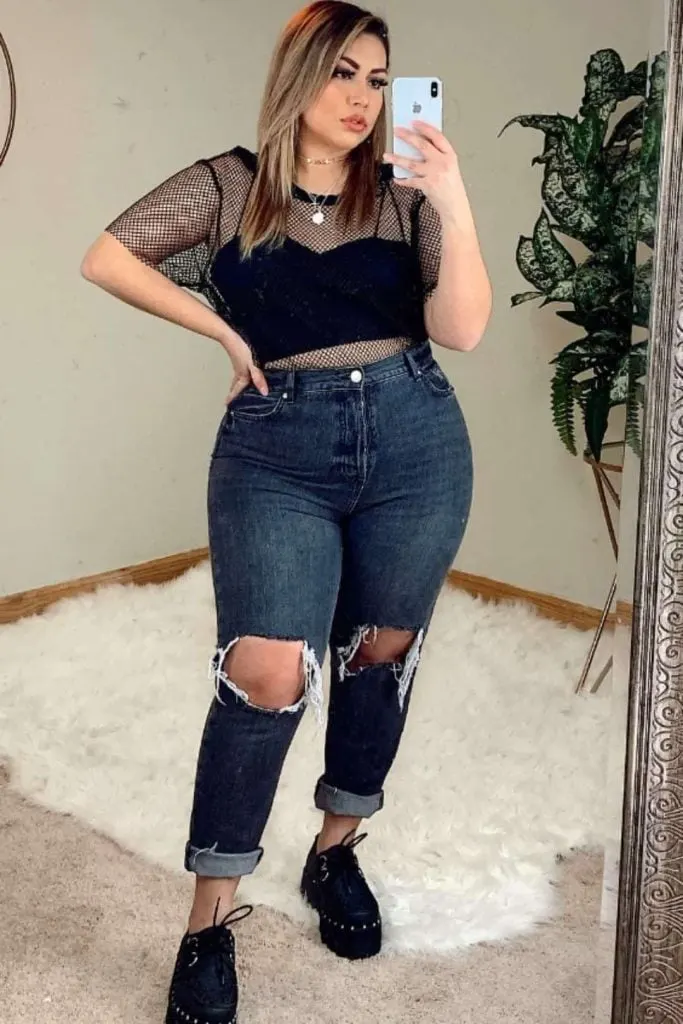 curvy woman mesh top