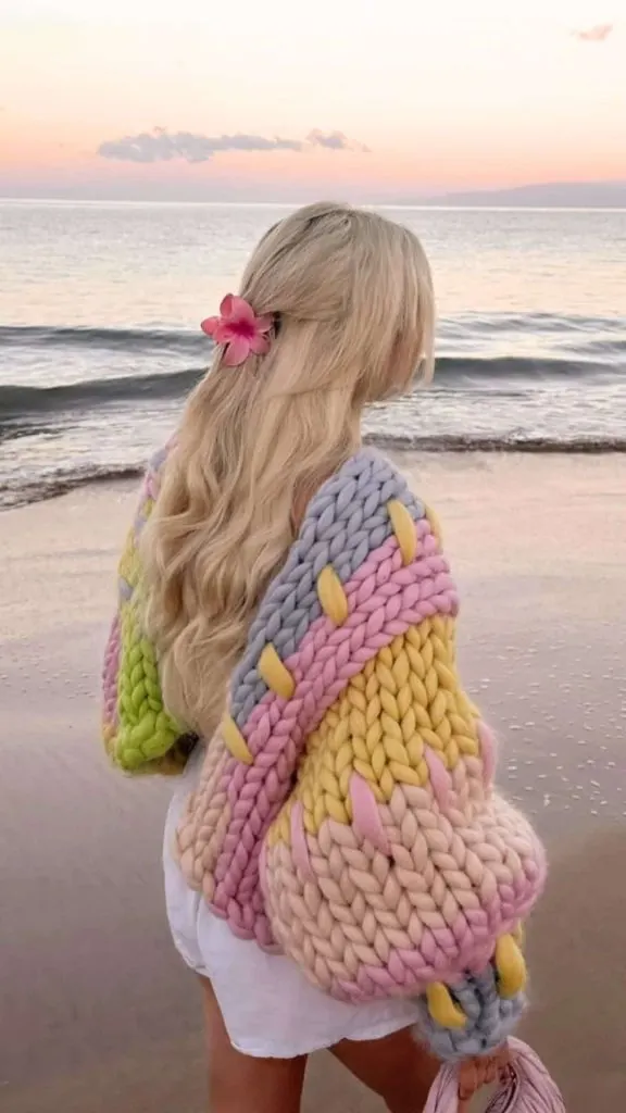colorful winter cardigan