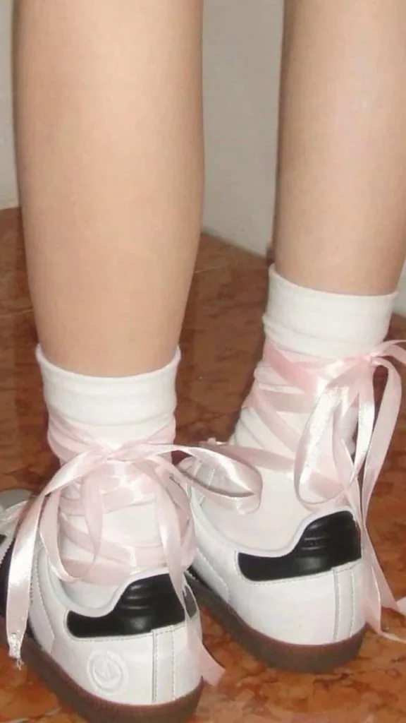 pink ribbon and shoes women fashion