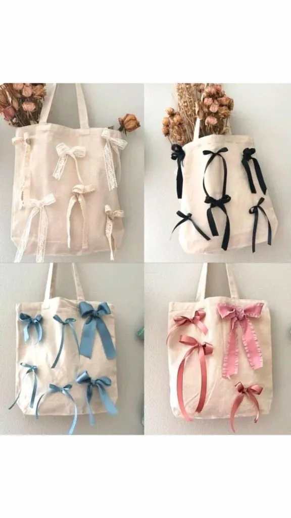feminine ribbon with tote bag