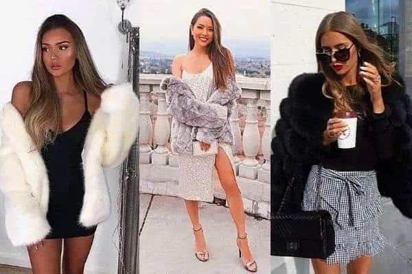 How to wear a fur coat with a dress?
