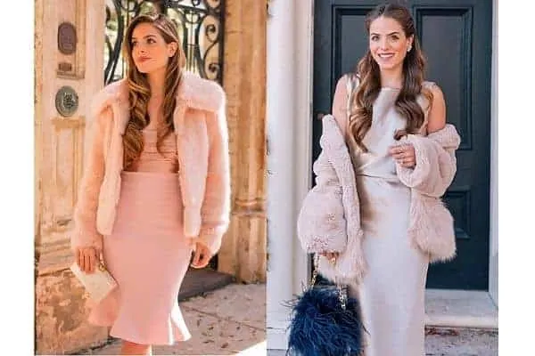 How to wear a fur coat with a dress?