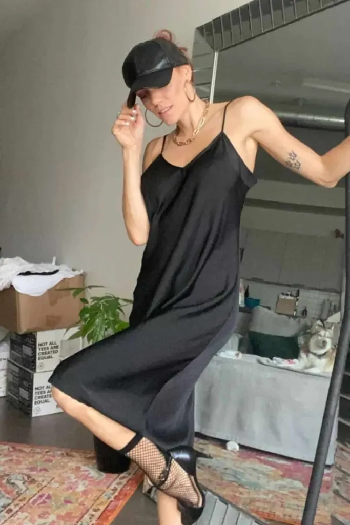 black monotone with baseball cap