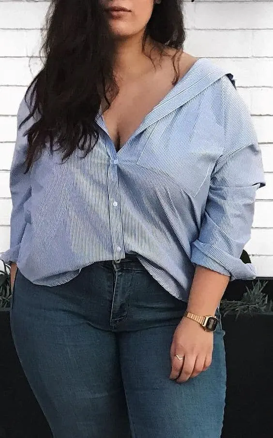 how to wear denim shirt plus size