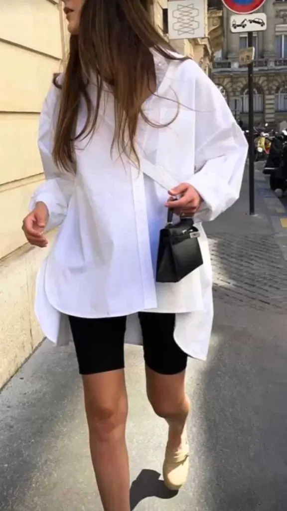 oversized shirt biker shorts outfit