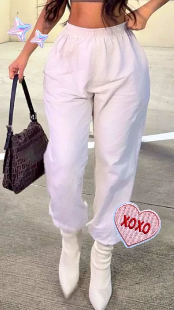 jogger pants outfit heels