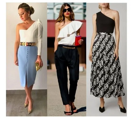 how to wear one-shoulder top , one shoulder top outfits