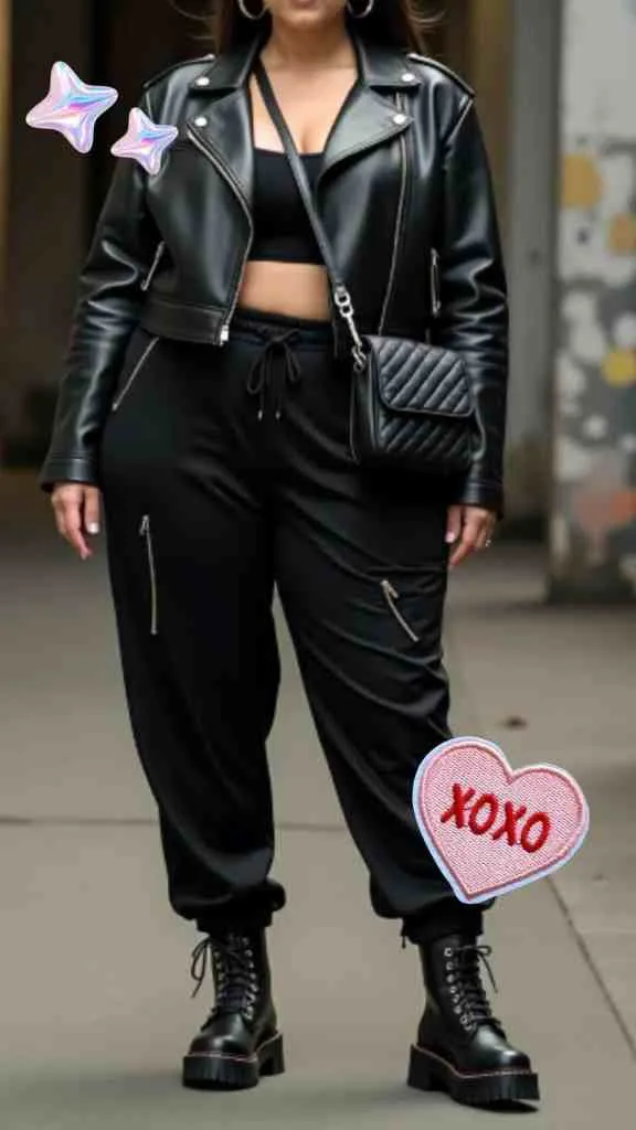 PLUS SIZE biker jacket night out outfit