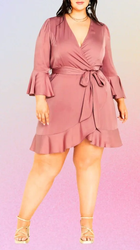 plus size pink wrap dress