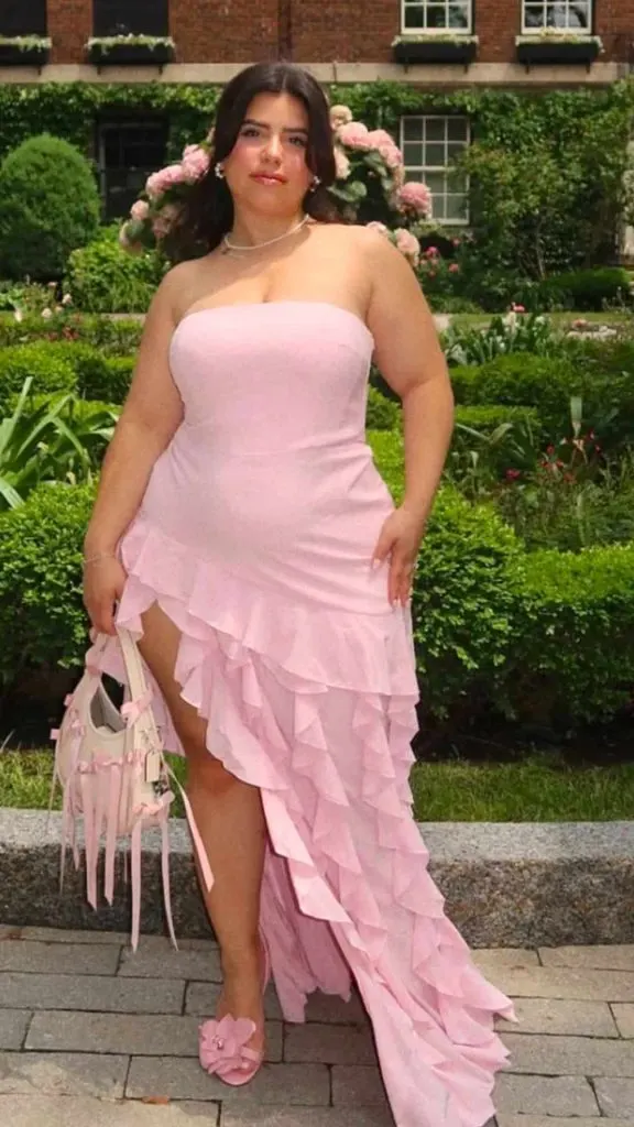 Plus size pink dresses wedding