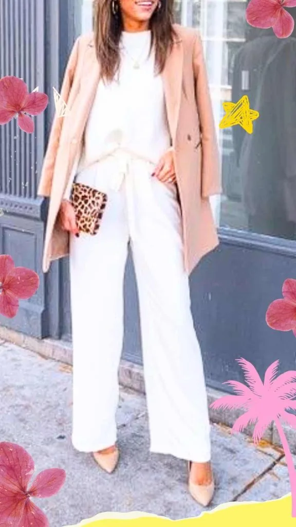 white ponte pants outfit ideas