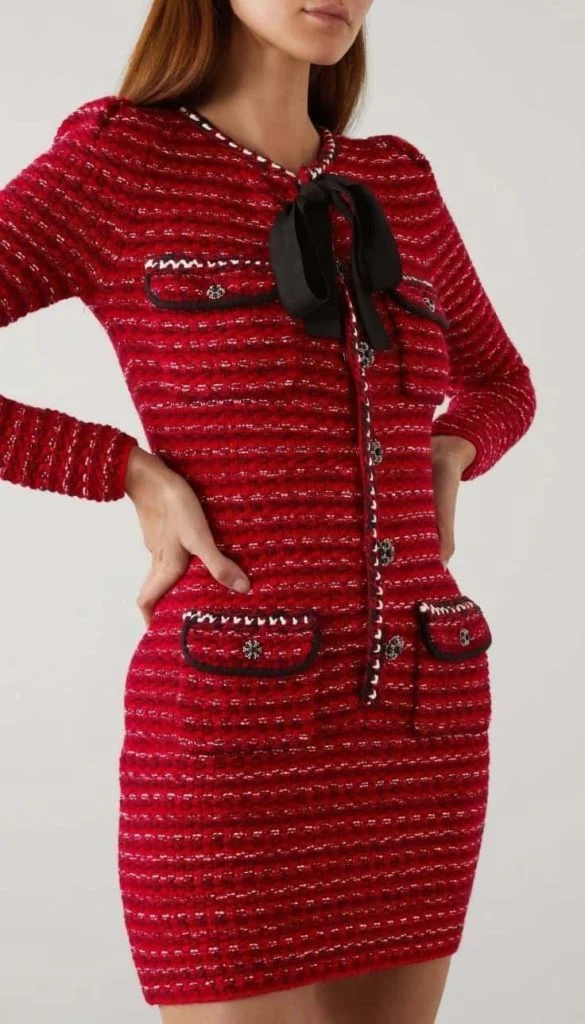 red Self-portrait dress