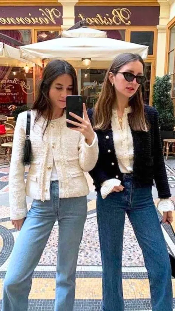 tweed jacket and jeans outfit ideas