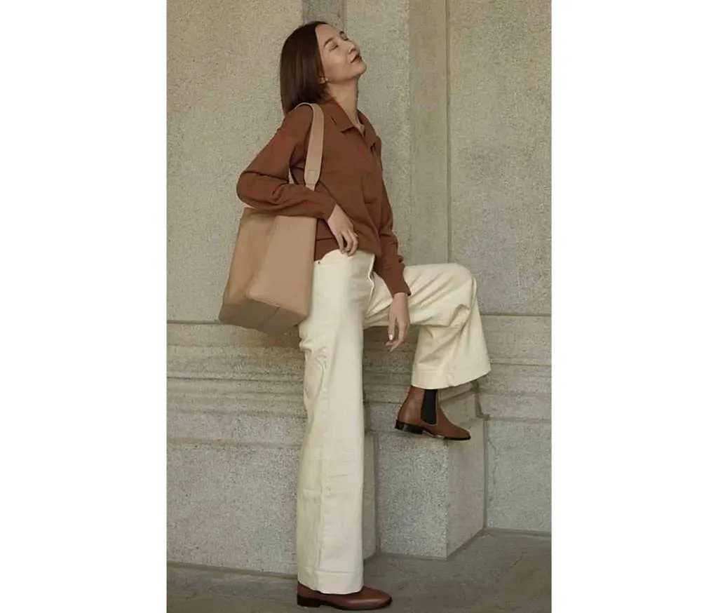 calf boots wide leg jeans