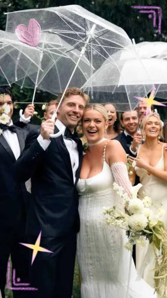 rainy outdoor wedding outfit guest