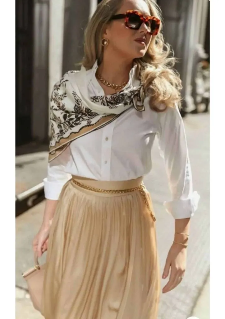 white shirt and scarf