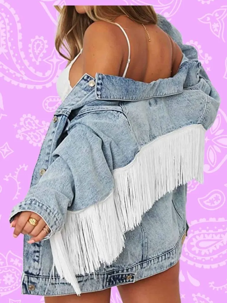 Boho chic Fringe denim jacket