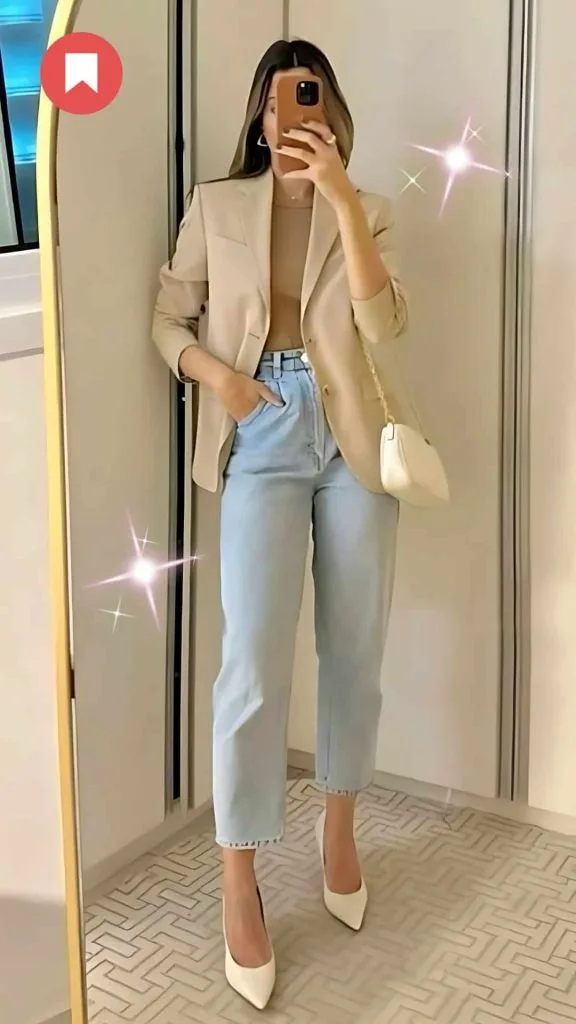 jeans outfit ideas and blazer